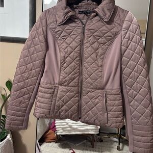WHBM Women's Quilted Puffer Jacket in brown mauve sz M